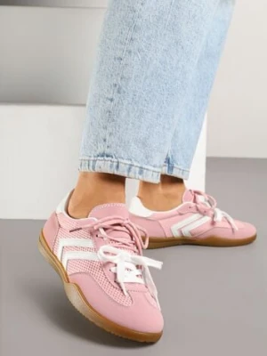Różowe Sneakersy w Stylu Tenisówek Ozdobione Geometrycznym Wzorem Teloriella