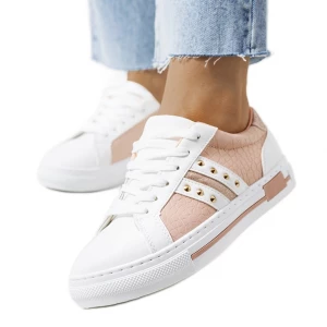 Różowe sneakersy z ćwiekami Luus białe Inna marka
