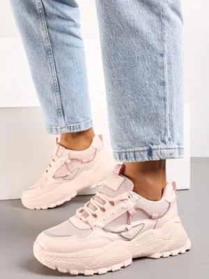 Różowe Sneakersy z Dekoracyjną Sznurówką Wokół Cholewki Nebissa