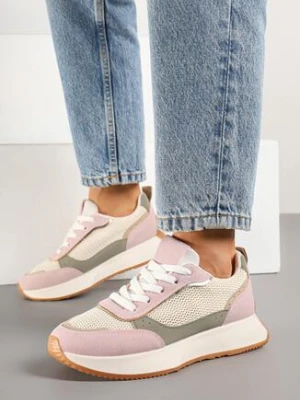 Różowe Sneakersy z Geometrycznym Wzorem Borgis