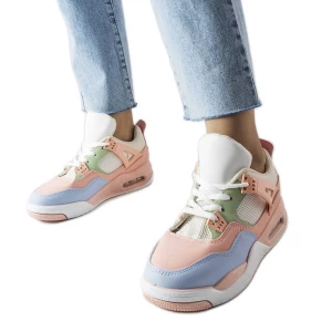 Różowe sneakersy z łączonych materiałów Malas Inna marka