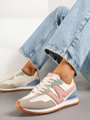 Różowe Sneakersy z Metaliczną Lamówką i Geometrycznym Wzorem Tosvella via giulia