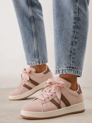 Różowe Sneakersy z Ozdobnymi Paskami Doloreth Gowin