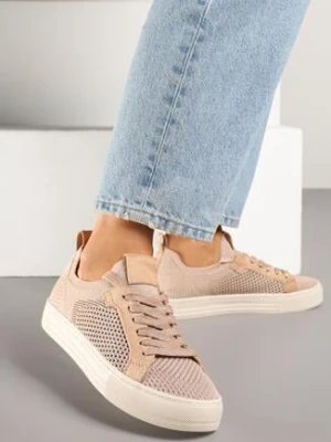 Różowe Sneakersy z Siateczkową Cholewką Taslio