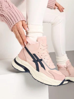 Różowe Sneakersy za Kostkę na Grubej Podeszwie Luntris