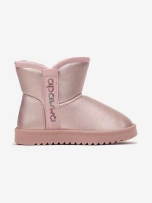 Różowe Śniegowce za Kostkę z Brokatowym Napisem Bellira