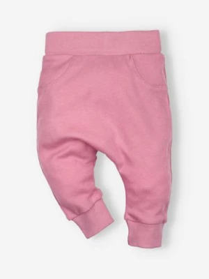 Różowe spodnie niemowlęce z bawełny dla dziewczynki NINI