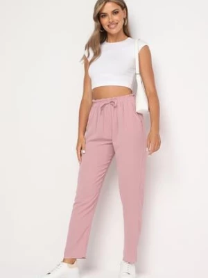 Różowe Spodnie o Luźnym Kroju z Gumką w Pasie Brisaela dbt fashion