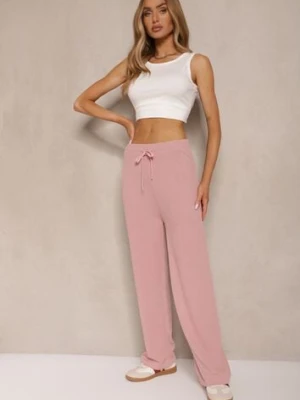 Różowe Spodnie o Szerokim Kroju High Waist Savianne