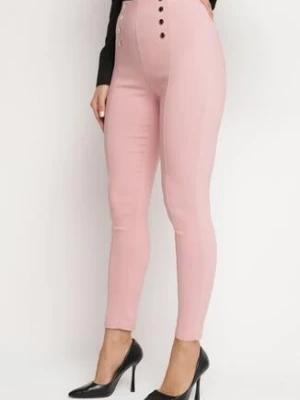 Różowe Spodnie Skinny z Napami w Talii Elarian pesail