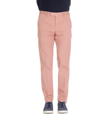 Różowe Spodnie Slim Fit z Twill Stretch PT Torino