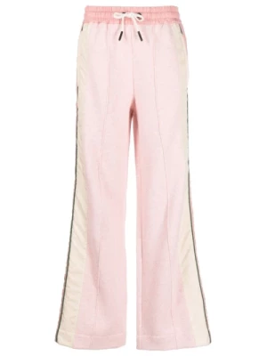 Różowe Spodnie w Paski z Bawełny Moncler