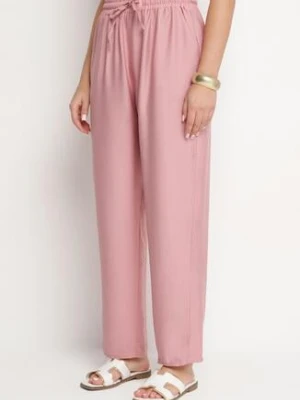 Różowe Spodnie z Bawełną i Wiązaniem Maiovelle j&x