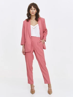 Różowe spodnie z prostą nogawką w kant Top Secret