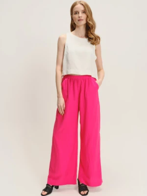 Różowe spodnie z szeroką nogawką Greenpoint