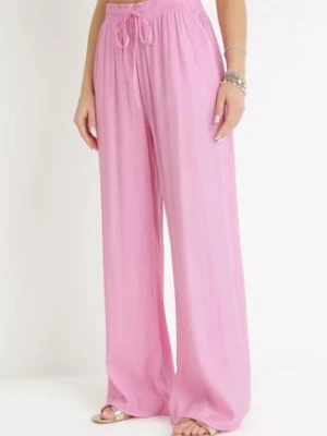 Różowe Szerokie Spodnie z Wiskozy Zyona melya by melody