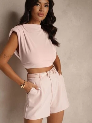 Różowe Szorty High Waist z Paskiem Linave elsa.m by may