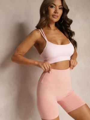 Różowe Szorty Kolarki High Waist z Efektem Push Up Pielara
