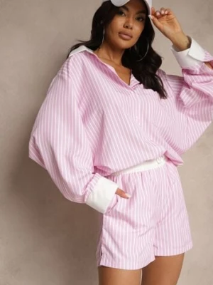 Różowe Szorty Ozdobione Paskami i Wiązaniem Mevaraela retro & icone