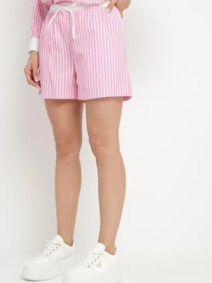 Różowe Szorty w Paski z Wysokim Stanem i Sznurkami Kiniriela retro & icone