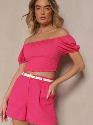 Różowe Szorty z Bawełną High Waist w Klasycznym Stylu Sefore metrofive