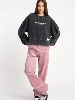 Różowe sztruksowe spodnie WIDE LEG Reporter