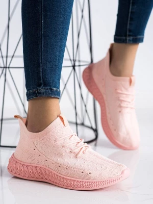 Różowe tekstylne sneakersy Merg