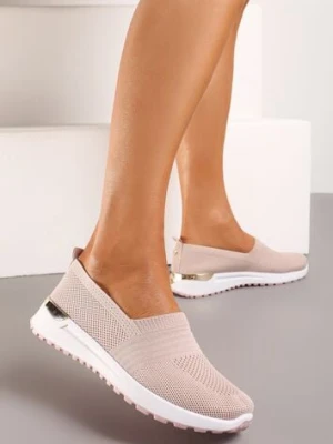 Różowe Tenisówki Elastyczne z Metaliczną Wstawką na Zapiętku Jestella