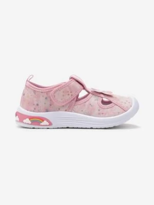 Różowe Tenisówki Sportowe z Naszywkami Rzepem i Skórzaną Wkładką Lerria