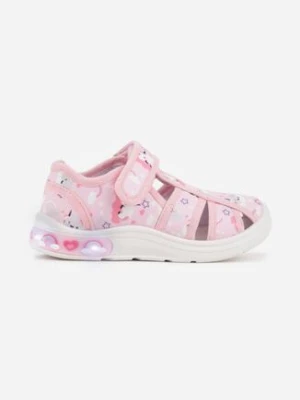 Różowe Tenisówki ze Świecącą Podeszwą LED i Skórzaną Wkładką Azirelle tom.m