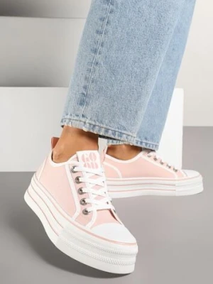 Różowe Trampki na Platformie Ozdobione Cyrkoniami Arenoria mellisa