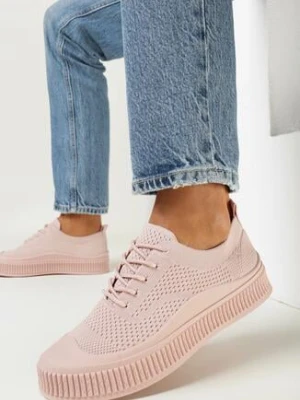 Różowe Wiązane Buty Sportowe z Cholewką przed Kostkę Lomaza