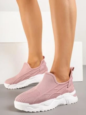 Różowe Wsuwane Buty Sportowe Sneakersy z Siateczki z Tłoczeniami Nusellia ballada