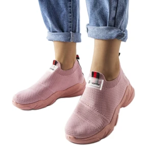Różowe wsuwane sneakersy Greco Inna marka