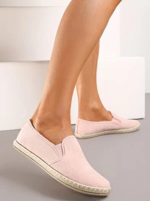 Różowe Wsuwane Tenisówki Espadryle z Plecioną Podeszwą Elladia