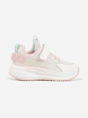 Różowo-Białe Buty Sportowe na Grubej Podeszwie ze Skórzaną Wkładką Zidala flip