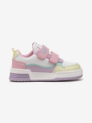 Różowo-Fioletowe Buty Sportowe Sneakersy na Platformie z Tłoczeniem na Rzep Tetiala