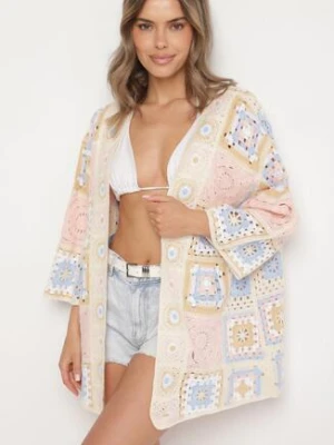 Różowy Bawełniany Kardigan z Ażurowym Wzorem Zivisse rosa