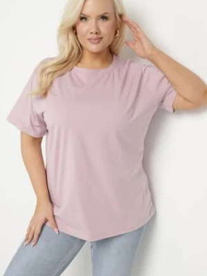 Różowy Bawełniany Klasyczny T-shirt Oltebia