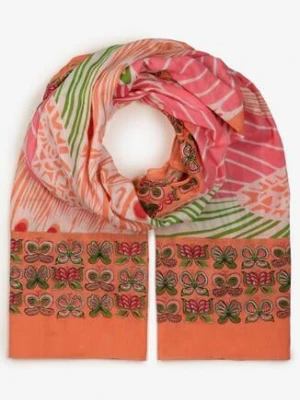 Różowy Bawełniany Szalik Apaszka z Motywem Motyli Tullma