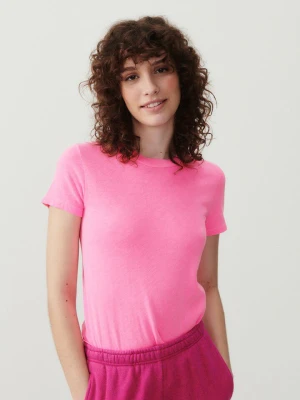 RÓŻOWY BAWEŁNIANY T-SHIRT FLUO AMERICAN VINTAGE