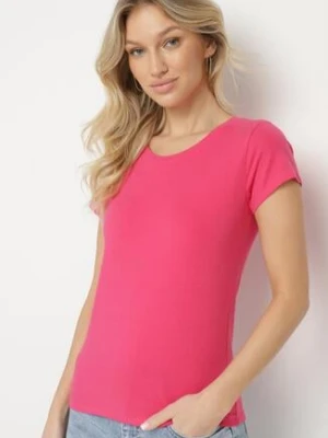 Zdjęcie produktu Różowy Bawełniany T-shirt o Klasycznym Fasonie Lialova glo-story