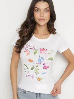 Różowy Bawełniany T-shirt z Ozdobnym Nadrukiem Zaromira glo-story