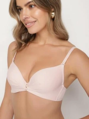 Różowy Biustonosz Ozdobiony Cyrkoniową Aplikacją Ezonlle love magnolia