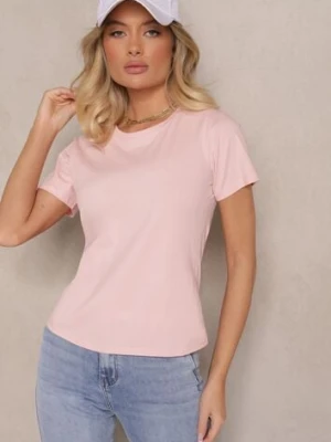 Różowy Casualowy Bawełniany T-shirt Rivali j.style