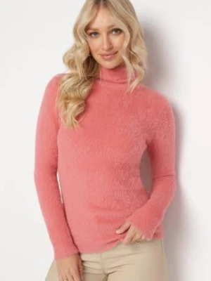 Różowy Elastyczny Golf z Puszystej Tkaniny z Wełną Doulcet j&x