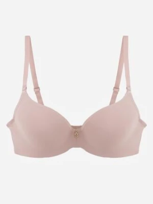 Różowy Gładki Biustonosz Push Up z Aplikacją z Cyrkoniami Murita han