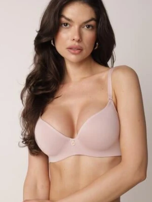 Różowy Gładki Biustonosz Push Up z Aplikacją z Cyrkoniami Murita han