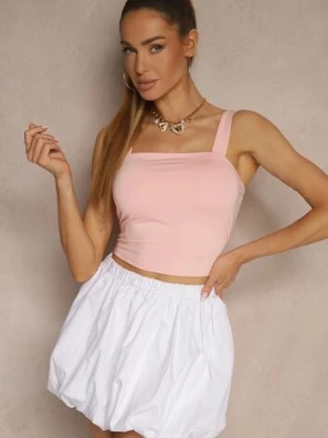 Różowy Gładki Top z Wiskozą na Ramiączkach Lirenele by swan