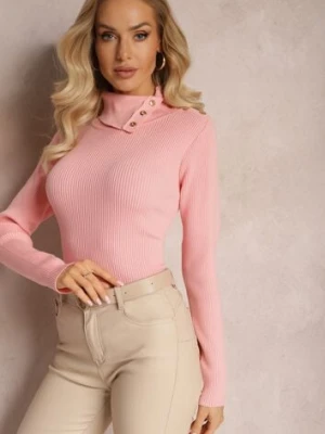 Różowy Golf z Prążkowanej Dzianiny z Nitami Itagi elsa.m by may